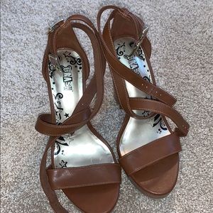 brown strapy heels